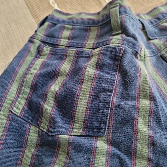 Sostanza vintage highwaist Jean shorts Sz 12 striped blue grey, pink - Picture 6 of 10